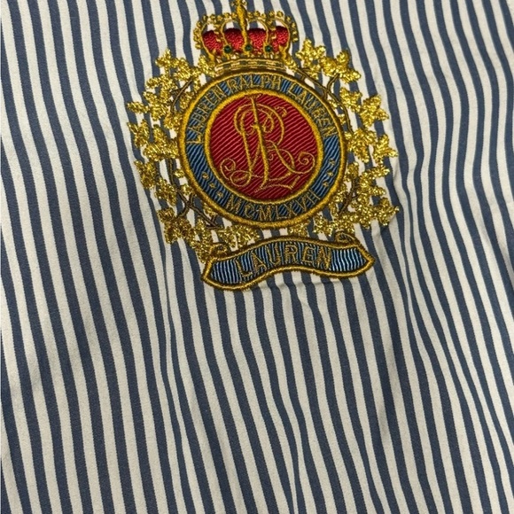 Lauren Ralph Lauren Women’s Long Sleeve Button Up Embroidered Logo Crest MEDIUM - Picture 5 of 8